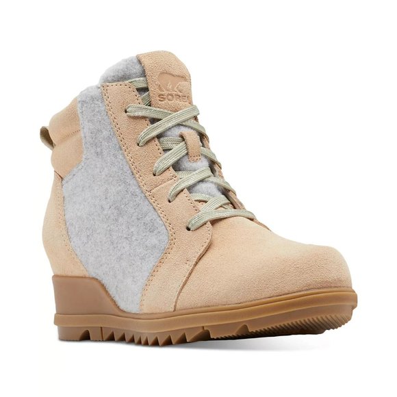 SOREL Women's Evie Lace-Up Wedge Ankle Booties Ceramic Size 7.5M - Picture 1 of 4